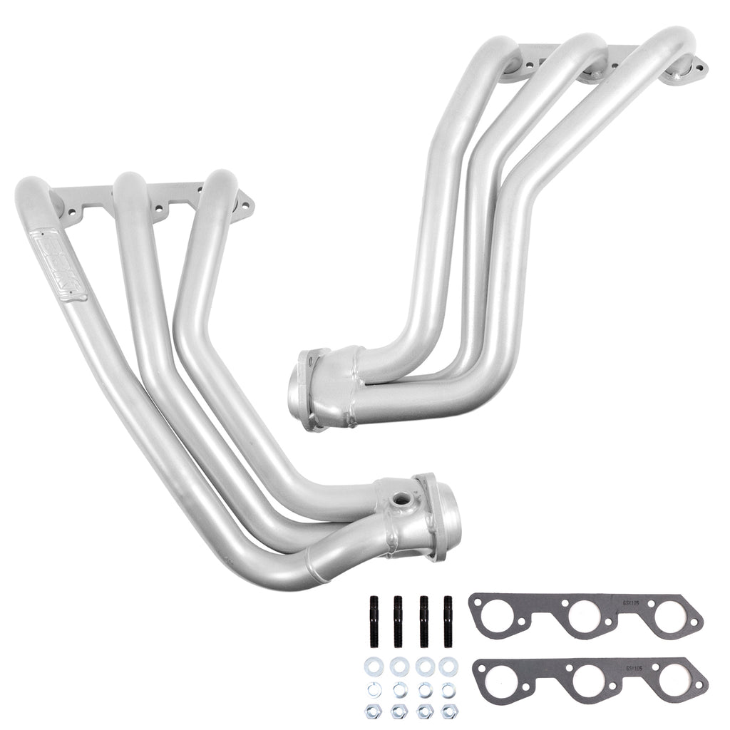 Jeep Wrangler 3.8 1-5/8 Long Tube Exhaust Headers With High Flow Cats Polished Silver Ceramic 07-11 - BBK Performance