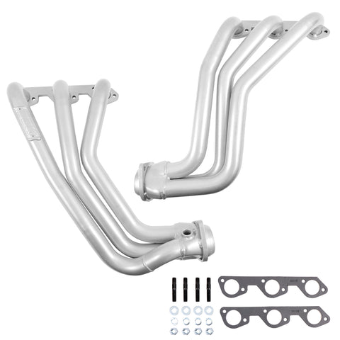 Jeep Wrangler 3.8 1-5/8 Long Tube Exhaust Headers With High Flow Cats Polished Silver Ceramic 07-11 - BBK Performance
