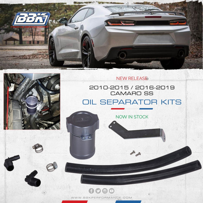 The new BBK Performance 2010-2015 and 2016 -2019 Chevy Camaro SS V8 Oil Separator