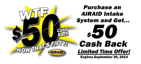 Get $50 Cash Back On AirAid Cold Air Intakes