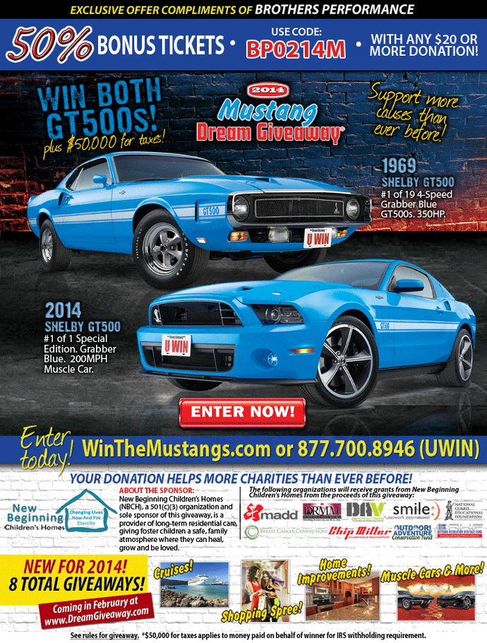 Win 2 Grabber Blue GT500 Mustangs