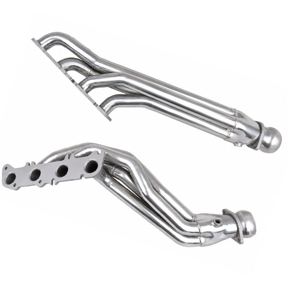 BBK Performance Ford F150 5.0 Coyote long tube exhaust headers in polished silver ceramic finish for 2011-2014 trucks.