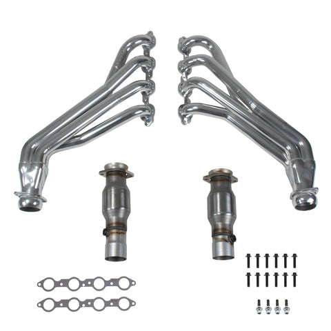 BBK 40440 2-3/4 Long Tube Headers Polished Ceramic and 40441 High Flow Converters for Chevrolet Camaro SS 6.2 LT1 - BBK Performance