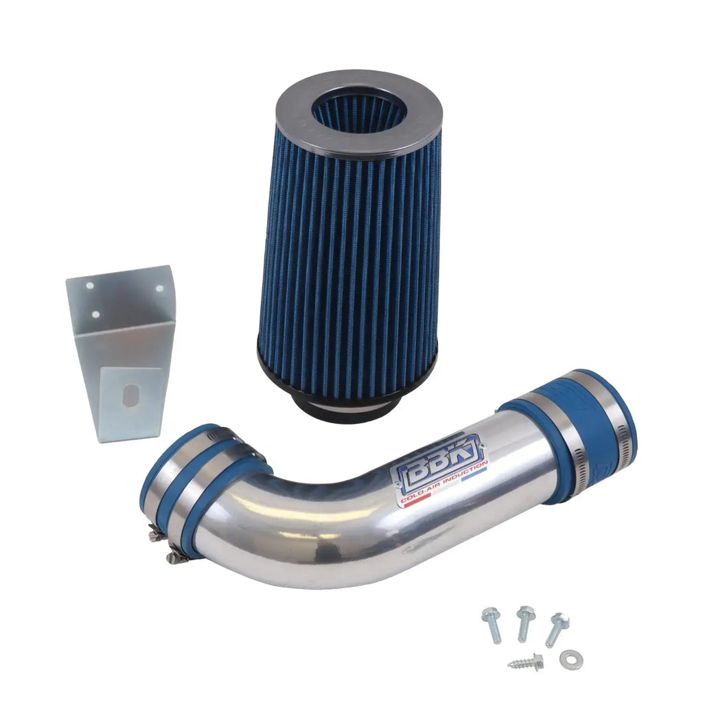 Ford Mustang 5.0 Cold Air Intake Kit Non Fender well Powder Coated Chrome 86-93 - Reconditioned - BBK Performance