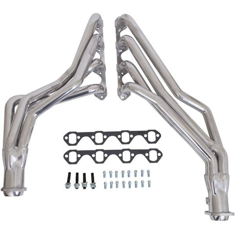 Ford Mustang 5.0 1-5/8 Long Tube Exhaust Headers Automatic Trans Polished Silver Ceramic 79-93 - BBK Performance